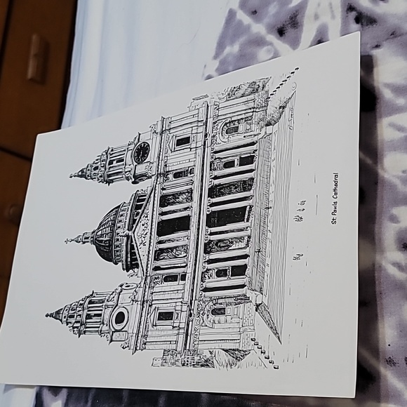 Print - St. Paul's Cathedral in England (Black & White Line - Picture 1 of 5